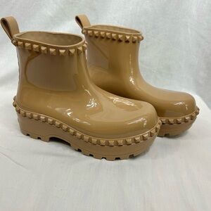 - Carmen Sol Elegant Tan Rain Boots, Made in Italy